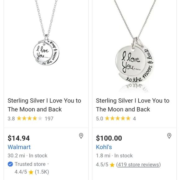 Silver necklace, I love you to the moon and back. - Picture 4 of 4